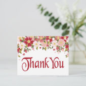 フローラサンキューレッドブルゴーニュ&ピンクフラワー ポストカード (スタンド正面)