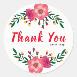 フローラサンキュー名前をカスタムするビジネス感謝祭 ラウンドシール