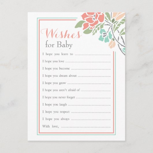 フローラサンゴティール（緑がかった色）の願いベビー アドバイスカード (正面)