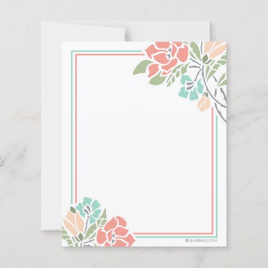 フローラサンゴティール(緑がかった色)結婚式招待状 (裏面)