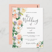 フローラサンゴ脚白結婚式招待状 ポストカード (正面/裏面)