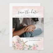 フローラサンズビーチ写真の保存日付 招待状 (正面/裏面)