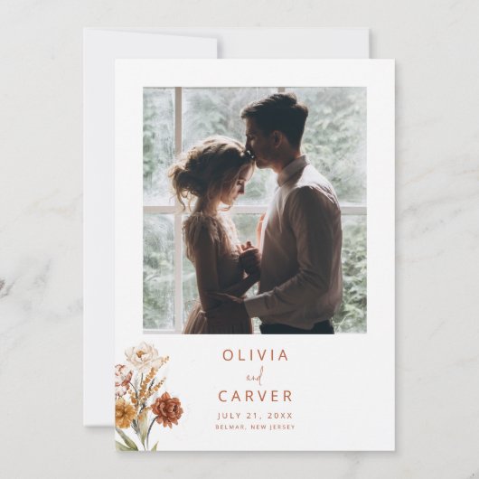 フローラサンセットウェディング日付の保存 招待状 (裏面)