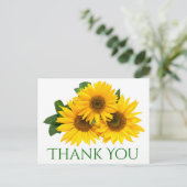 フローラサンフラワーイエロー&グリーン花 ポストカード (スタンド正面)