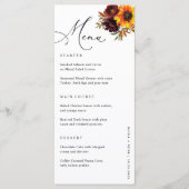 フローラサンフラワーブルゴーニュ秋の結婚式披露宴 メニュー (正面)