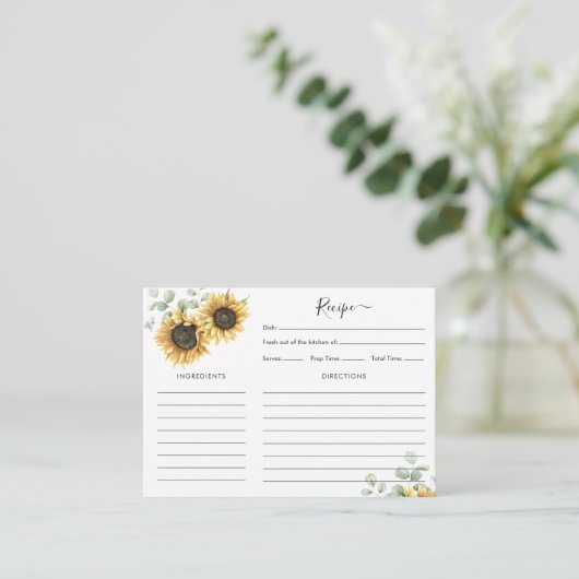 フローラサンフラワーユーカリブライダルシャワーレシピ エンクロージャーカード (スタンド正面)