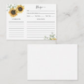 フローラサンフラワーユーカリブライダルシャワーレシピ エンクロージャーカード (正面/裏面)
