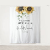 フローラサンフラワーユーカリブライダルシャワー背景 タペストリー (正面)