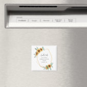 フローラサンフラワーユーカリプトゥスウェディング日付を保存 マグネット (インサイチュ (食洗機))