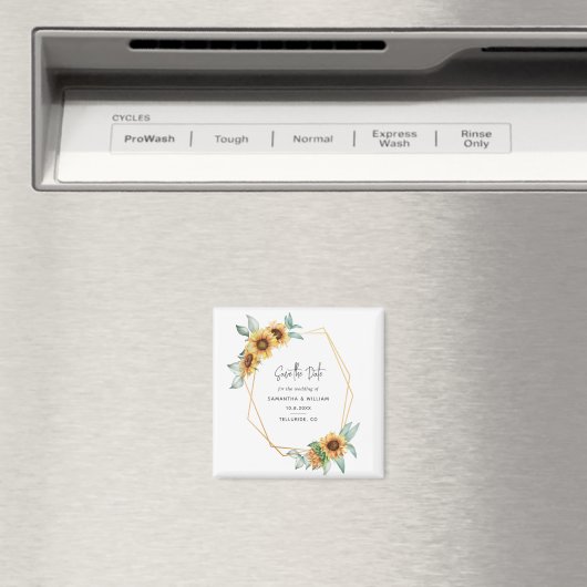 フローラサンフラワーユーカリプトゥスウェディング日付を保存 マグネット (インサイチュ (食洗機))