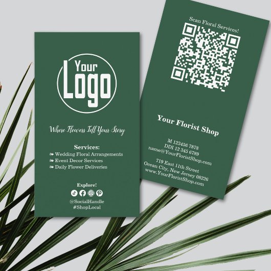 フローラサービスフローリストGreen White名刺 ロイヤリティカード