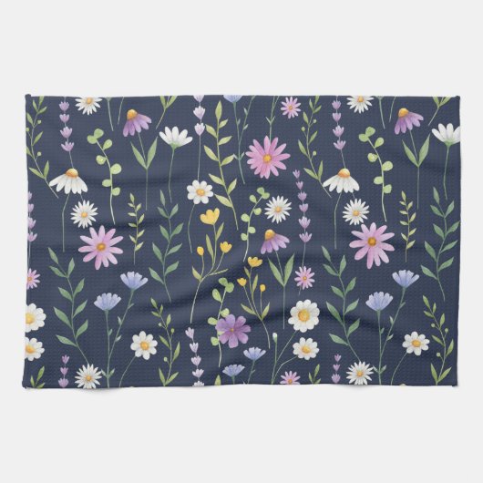 フローラサーフェスパターン – ファッション春の花 キッチンタオル (横)