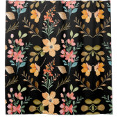 フローラサーフェスパターン – ファッション水彩春 シャワーカーテン (正面)