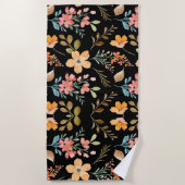 フローラサーフェスパターン – ファッション水彩春 ビーチタオル (正面)