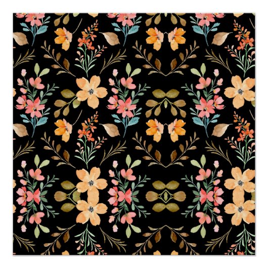 フローラサーフェスパターン – ファッション水彩春 ポスター (正面)