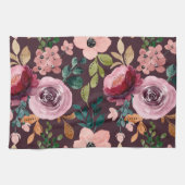 フローラサーフェスパターン – ファッション水色カラフル キッチンタオル (横)