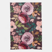 フローラサーフェスパターン – ファッション水色カラフル キッチンタオル (縦)