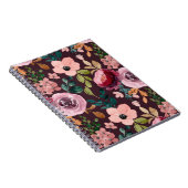 フローラサーフェスパターン – ファッション水色カラフル ノートブック (右側)