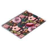 フローラサーフェスパターン – ファッション水色カラフル ノートブック (左側)