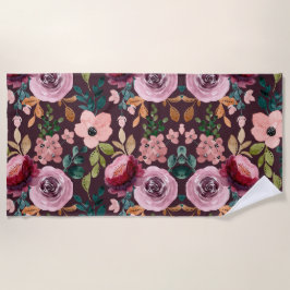 フローラサーフェスパターン – ファッション水色カラフル ビーチタオル