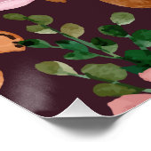 フローラサーフェスパターン – ファッション水色カラフル ポスター (コーナー)