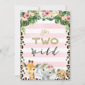 フローラザツワイルドチータープリント誕生日 招待状 (裏面)