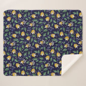フローラシェルパブランケット深いブルーとイエロー シェルパブランケット (正面(横))