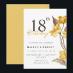 フローラシエレガントックシンプル誕生日イエロー18th 招待状<br><div class="desc">|大人の誕生日招待状 |黄色エレガント18招待状 | 18年の誕生祝いシンプル白い背景に黄色のフローラテーマとタイポグラフィをモダン施し、背面にパステルイエローの背景を持つシックなデザイン。詳細で招待状をパーソナライズもしし、文字のスタイルと配置をさらに再調整したい場合は、「更に調整するクリック」カスタマイズボタンを押して下さい。同じテーマの他の製品は私の店を訪れる：Youtopia Official.</div>