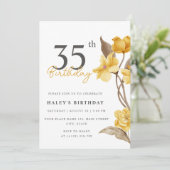 フローラシエレガントックシンプル誕生日イエロー35th 招待状 (スタンド正面)