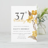 フローラシエレガントックシンプル誕生日イエロー37th 招待状 (スタンド正面)
