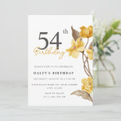 フローラシエレガントックシンプル誕生日イエロー54th 招待状 (スタンド正面)