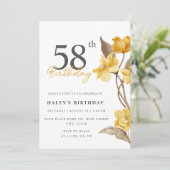 フローラシエレガントックシンプル誕生日イエロー58th 招待状 (スタンド正面)