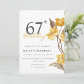 フローラシエレガントックシンプル誕生日イエロー67th 招待状 (スタンド正面)