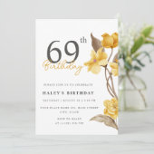フローラシエレガントックシンプル誕生日イエロー69th 招待状 (スタンド正面)