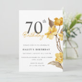 フローラシエレガントックシンプル誕生日イエロー70th 招待状 (スタンド正面)