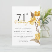 フローラシエレガントックシンプル誕生日イエロー71st 招待状 (スタンド正面)