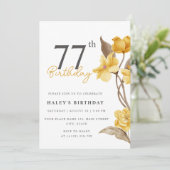 フローラシエレガントックシンプル誕生日イエロー77th 招待状 (スタンド正面)