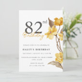フローラシエレガントックシンプル誕生日イエロー82nd 招待状 (スタンド正面)