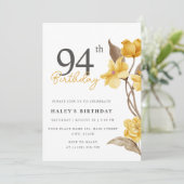 フローラシエレガントックシンプル誕生日イエロー94th 招待状 (スタンド正面)