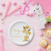 フローラシエレガントッシンプルクの黄色21歳の誕生日 ペーパープレート (パーティー)