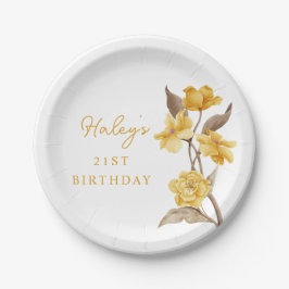 フローラシエレガントッシンプルクの黄色21歳の誕生日 ペーパープレート