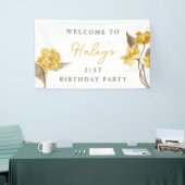 フローラシエレガントッシンプルクの黄色21歳の誕生日 横断幕 (トレードショー)