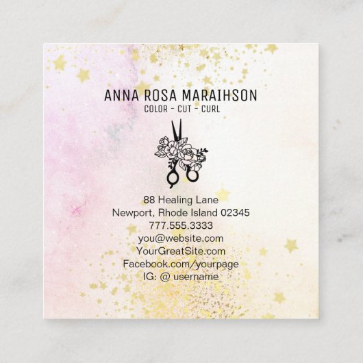 *~*フローラシザーフラワーグリッターグラデーションPastel AP6 スクエア名刺 (裏面)