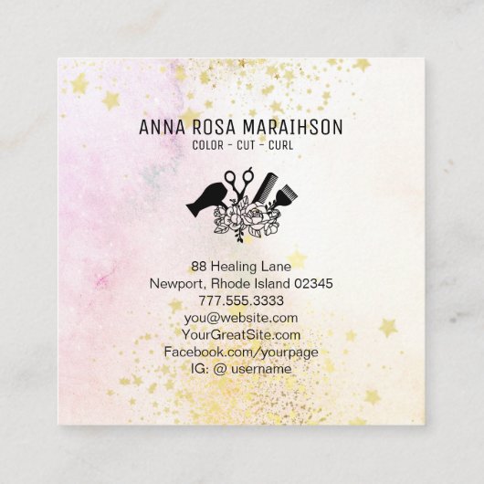 *～*フローラシザーフラワーグリッターグラデーションPastel AP6 スクエア名刺 (裏面)