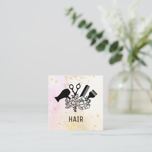 *～*フローラシザーフラワーグリッターグラデーションPastel AP6 スクエア名刺 (スタンド正面)