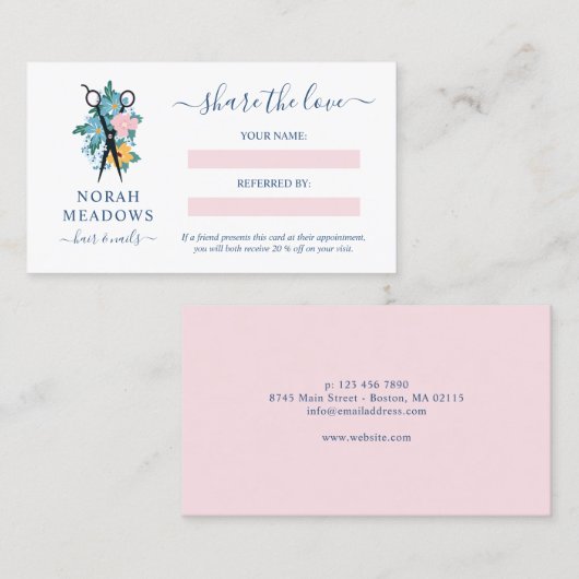 フローラシザーホワイト美容師共有ザラブ 紹介カード (正面/裏面)