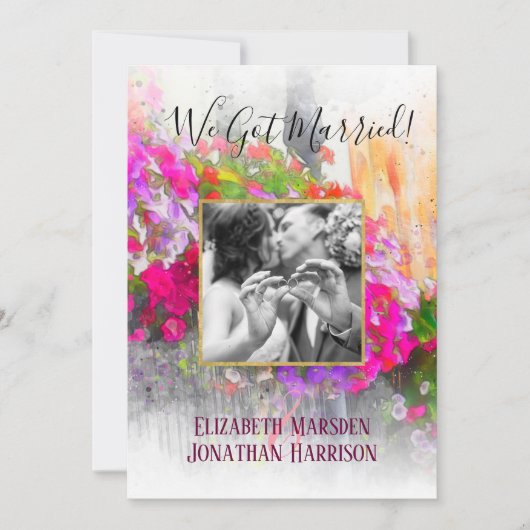 フローラシックたった今結婚しました発表披露宴 招待状 (正面)