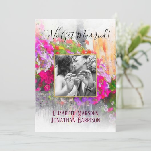 フローラシックたった今結婚しました発表披露宴 招待状 (スタンド正面)