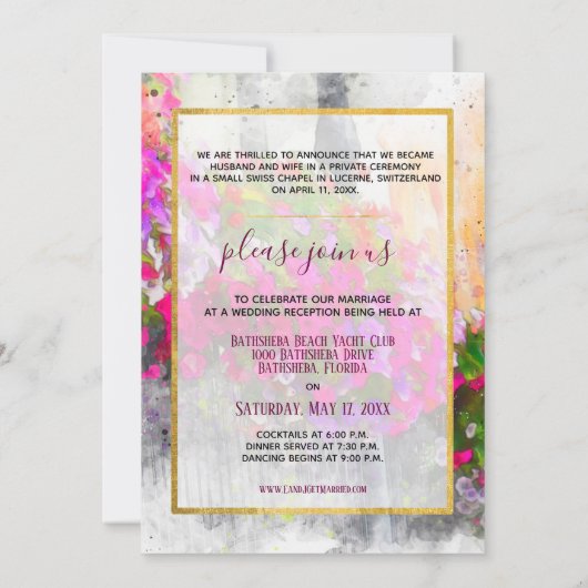 フローラシックたった今結婚しました発表披露宴 招待状 (裏面)