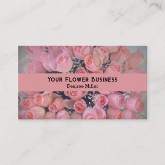 フローラシックなピンクローゼズブーケ 名刺 (正面)